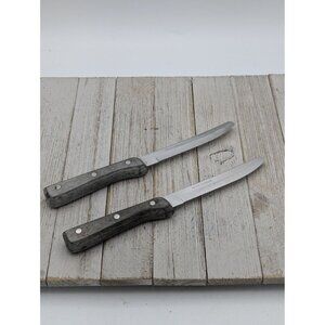 Vintage Set 2 Walco Steak Knives Stainless Steel 4-7/8" Blade 9-1/8 Length Serra